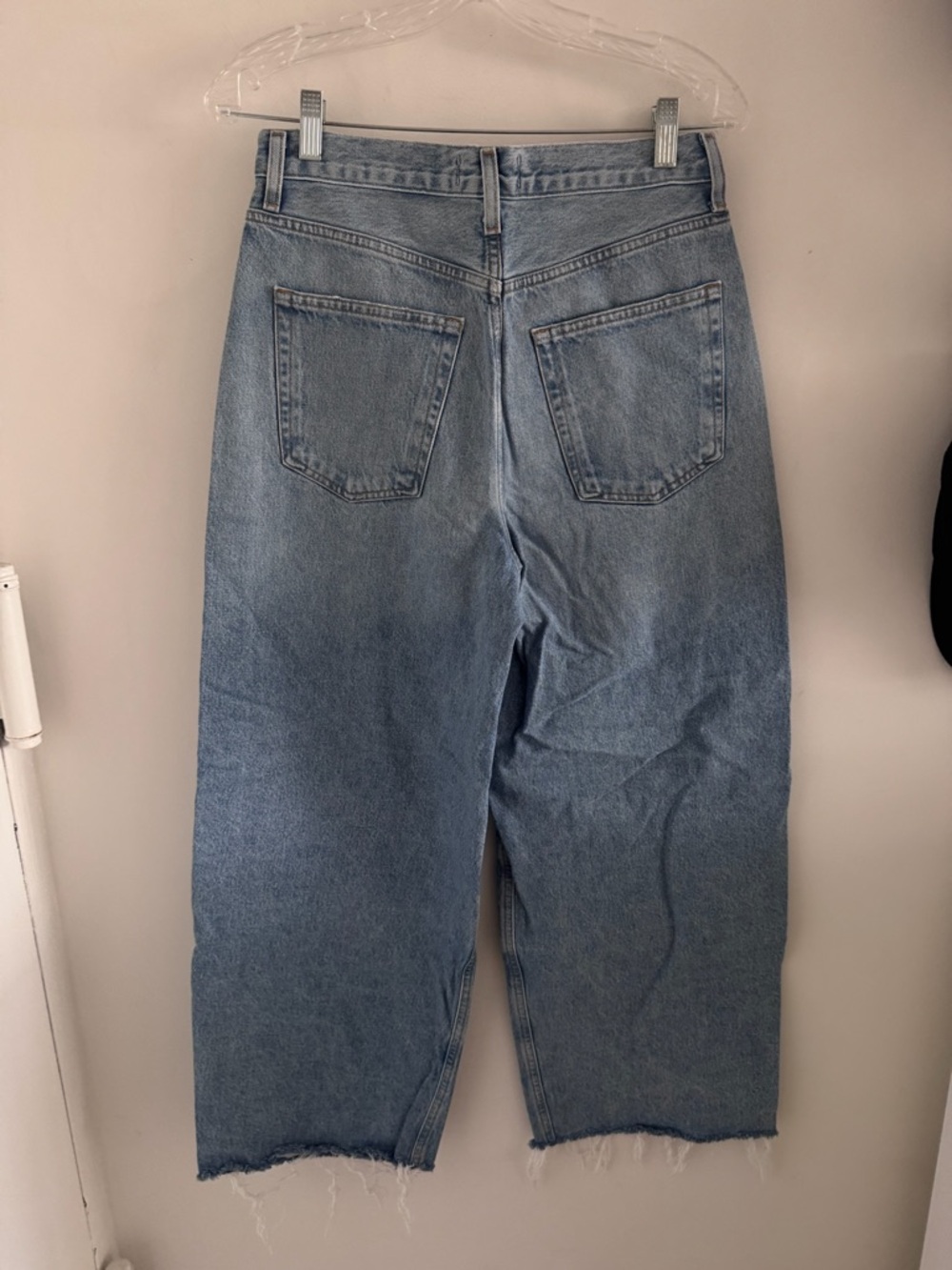 Agolde Dagna Light Blue Wide Leg Pleated Cropped Jeans, 26 - Picture 7 of 8